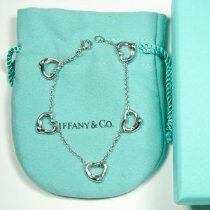 Tiffany & Co. Elsa Peretti 5 Open Hearts Bracelet Sterling Silver